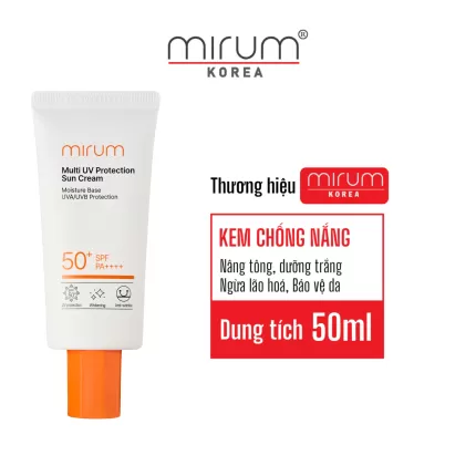 Kem chống nắng nâng tông, dưỡng trắng, ngừa lão hóa và bảo vệ da toàn diện – Mirum Multi UV Protection Sun Cream SPF 50+/PA+++ 50ml